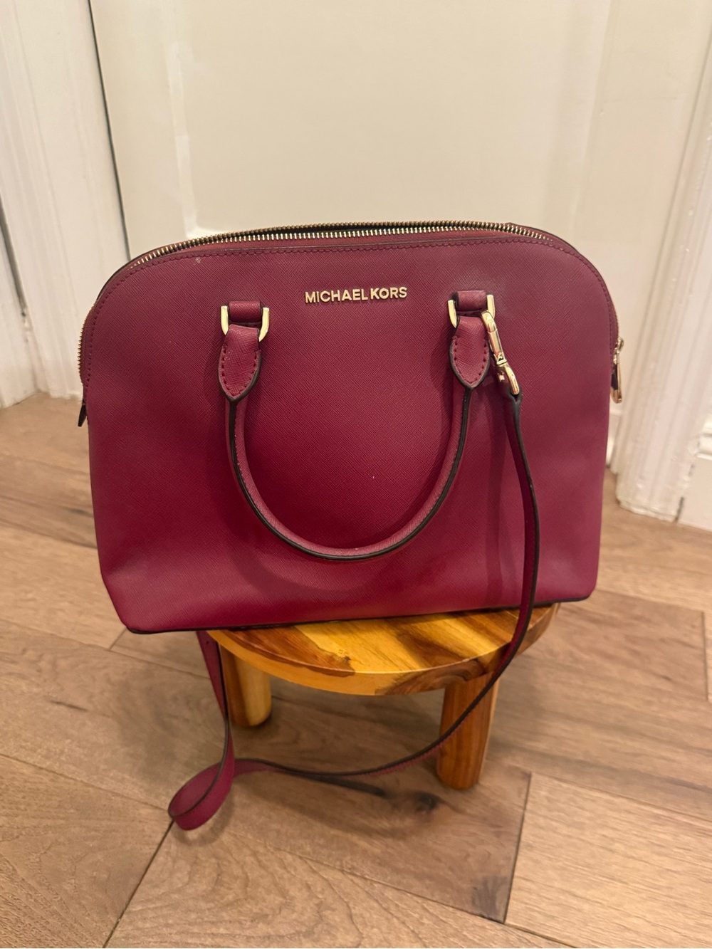 Michael Kors Wine Saffiano Dome Satchel